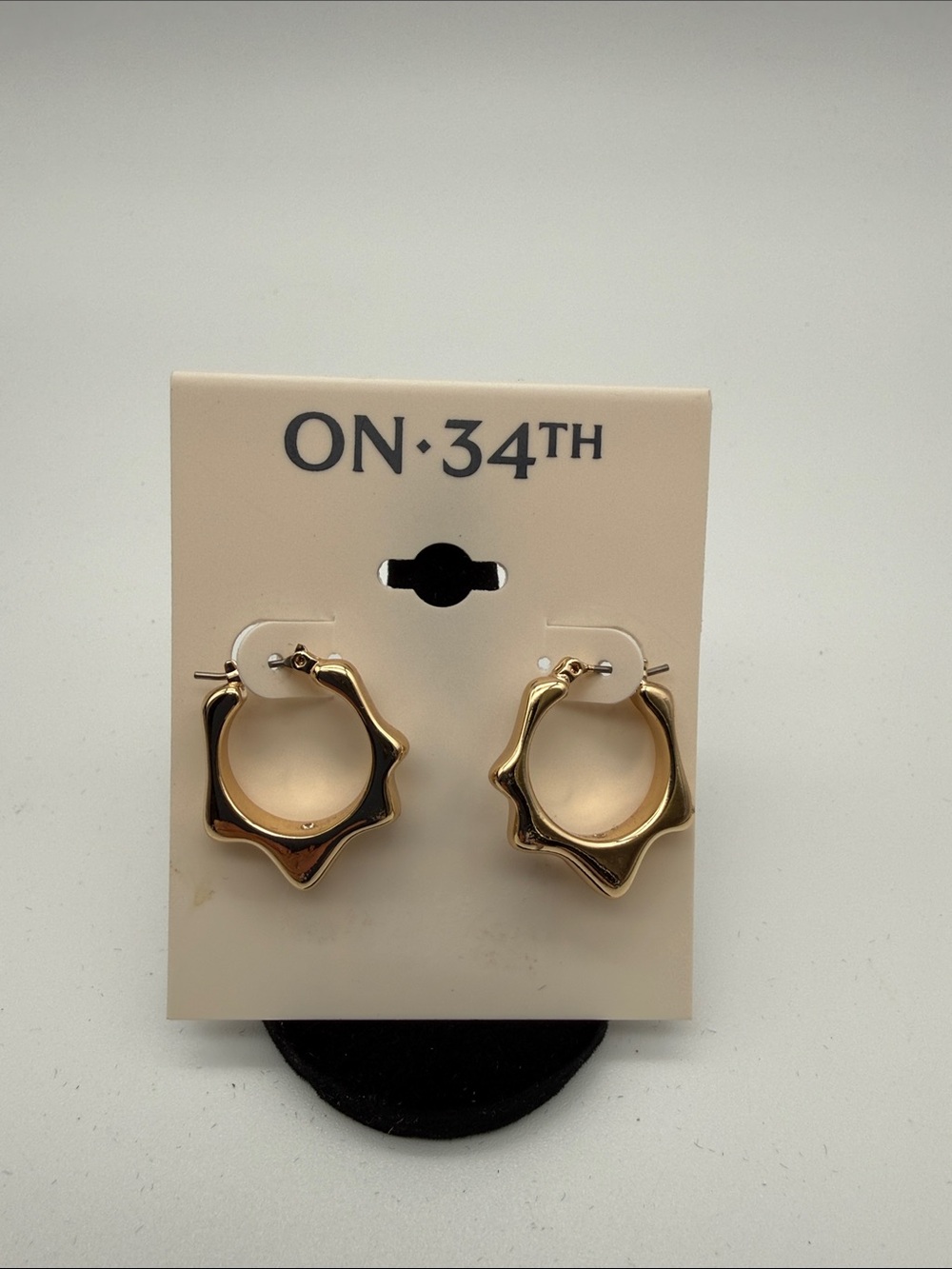 ON·34TH Gold Star-Edge Hoop Earrings